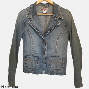 Paris Blues Denim Retro Style Blazer Jacket Size L